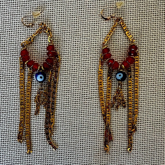 studio soul Jewelry - Earrings chandelier EVIL eye and carnelian